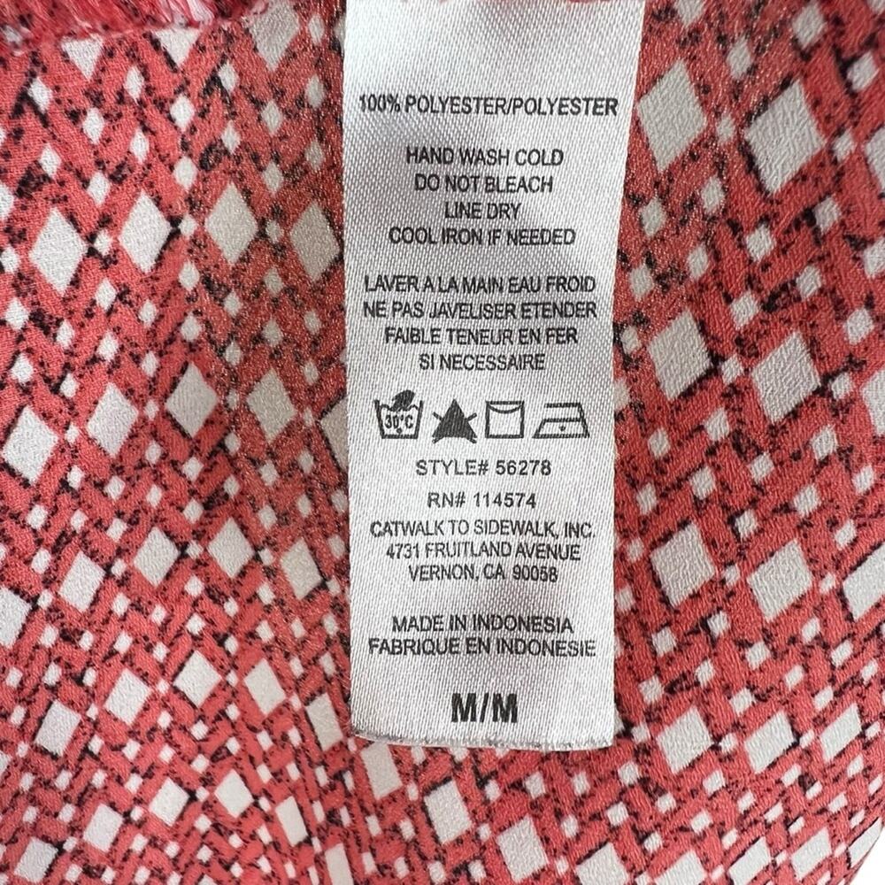 Pleione Sleeveless Faux Wrap Blouse Red Black Women’s size medium - Picture 7 of 8